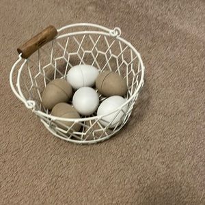 Hearth and hand wire egg basket with eggs